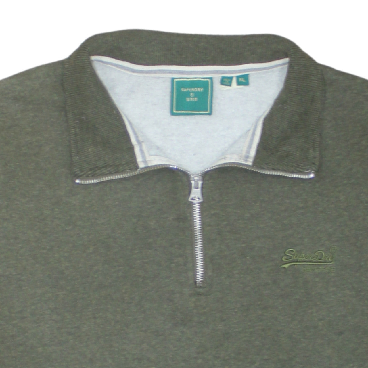 Mens UK Size XL Superdry Green Henley Sweatshirt