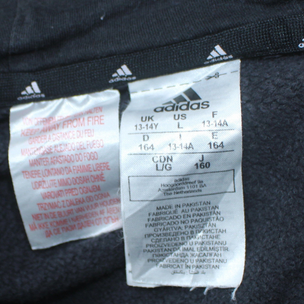 Boys UK Size 13-14 Years adidas Black Full Zip Hoodie