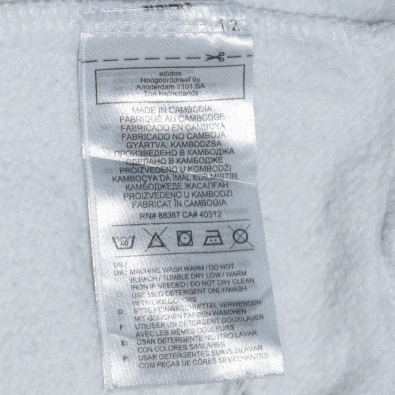 Mens UK Size L adidas White Pullover Hoodie