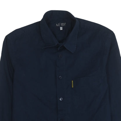 Armani Jeans Men's Blue Cotton Long Sleeve Button-Up Shirt L