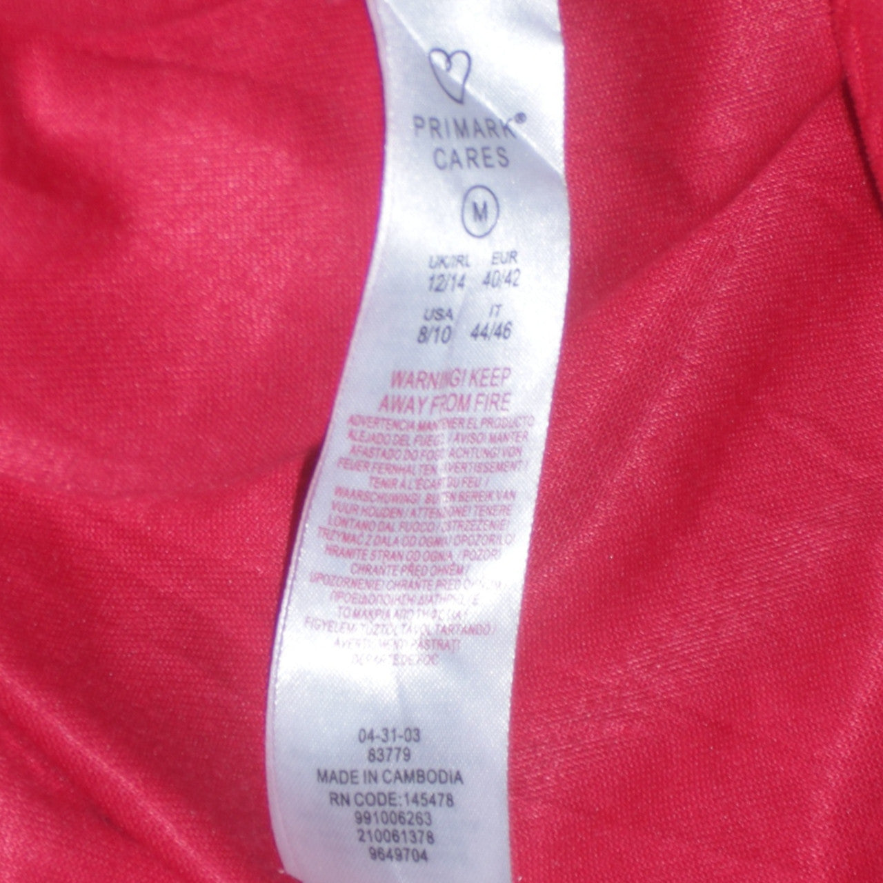 Primark Women Red Mickey Mouse Fleece Nightshirt Size 12-14