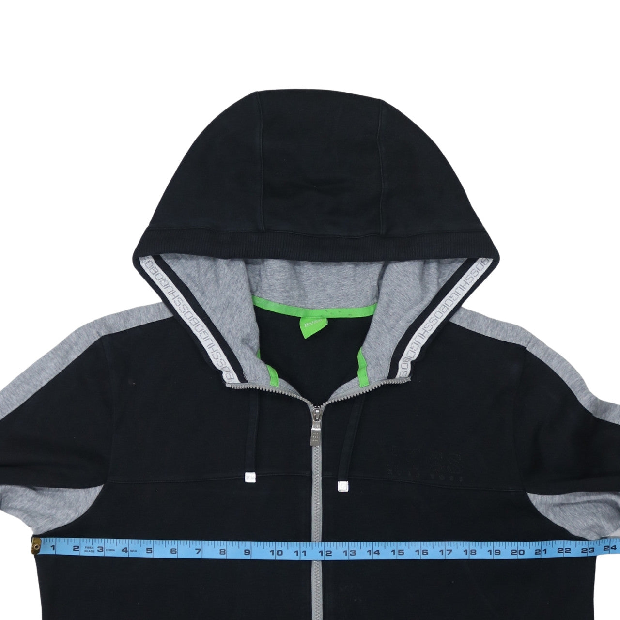 Mens UK Size 2XL HUGO BOSS Black Full Zip Hoodie