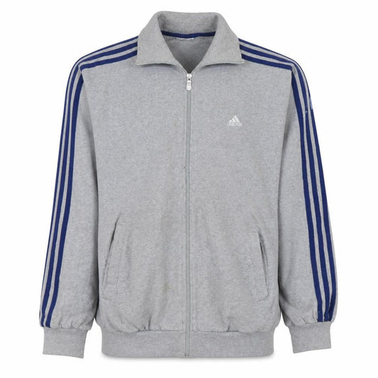 Front view of Adidas Men's Grey Small Track Jacket Full Zip Sportswear