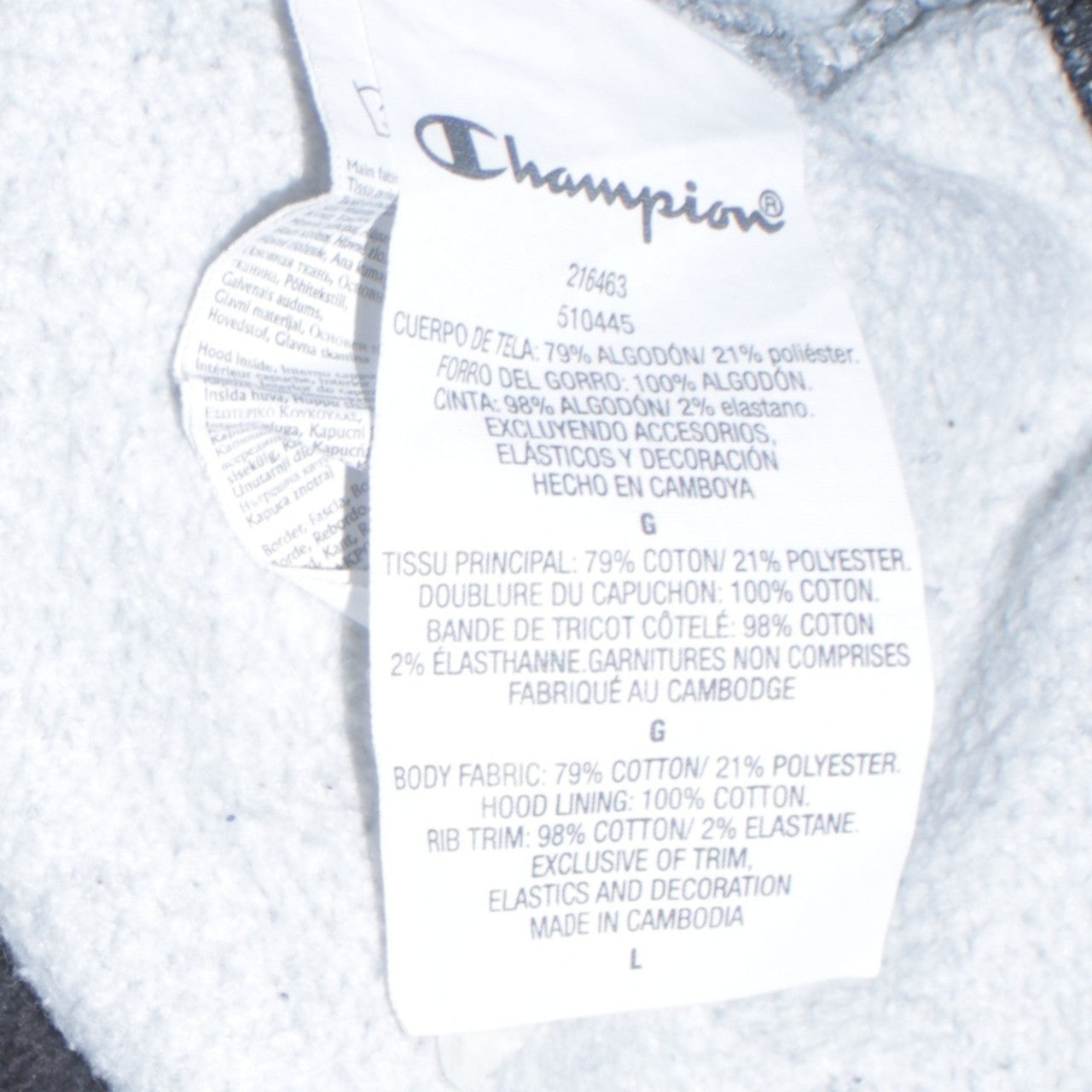 Mens UK Size L Champion Multicoloured Pullover Hoodie