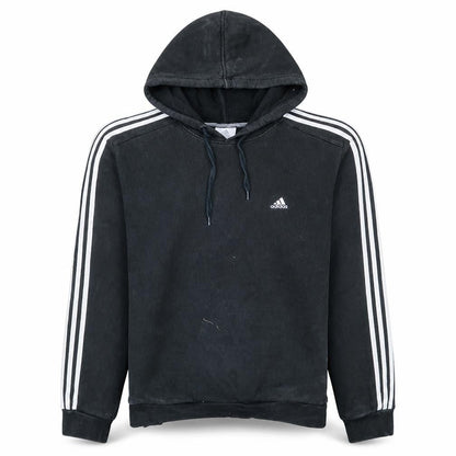 Front view of Adidas men’s black pullover hoodie l sports fleece sweatshirt