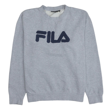 Fila Men's Grey Pullover Sweatshirt M Regular Fit Crew Neck Logo