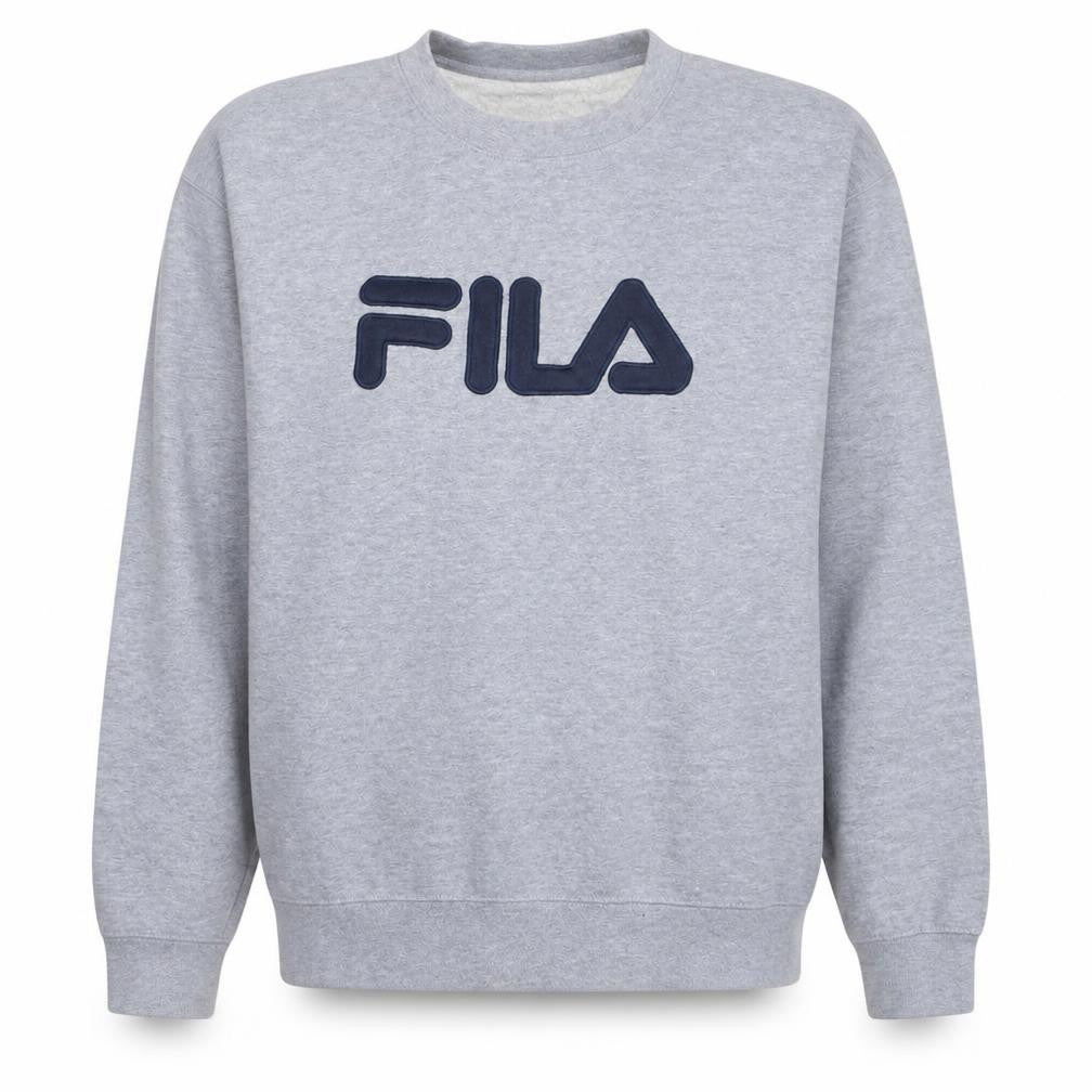 Fila Men's Grey Pullover Sweatshirt M Regular Fit Crew Neck Logo