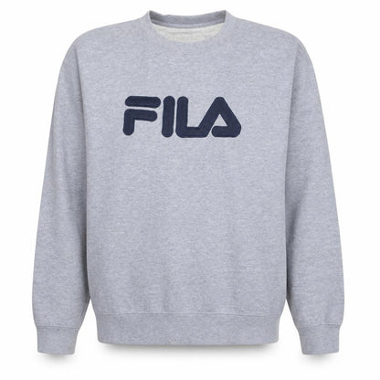 Fila Men's Grey Pullover Sweatshirt M Regular Fit Crew Neck Logo