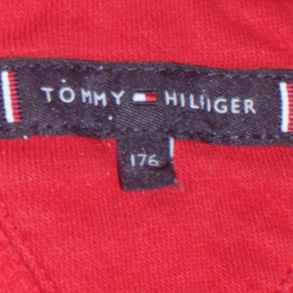 Tommy Hilfiger Boys Red Pullover Hoodie Size 16 Years Logo Graphic