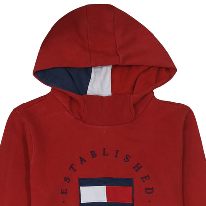 Tommy Hilfiger Boys Red Pullover Hoodie Size 16 Years Logo Graphic