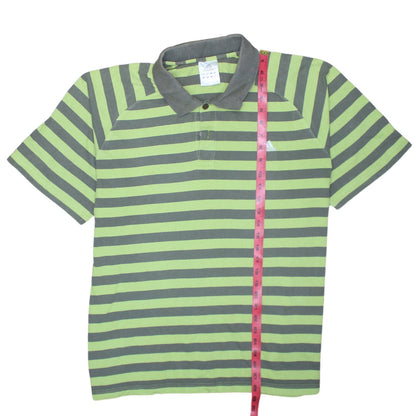 Adidas Men's Green Striped 2XL Polo Shirt Cotton Collared Casual Top