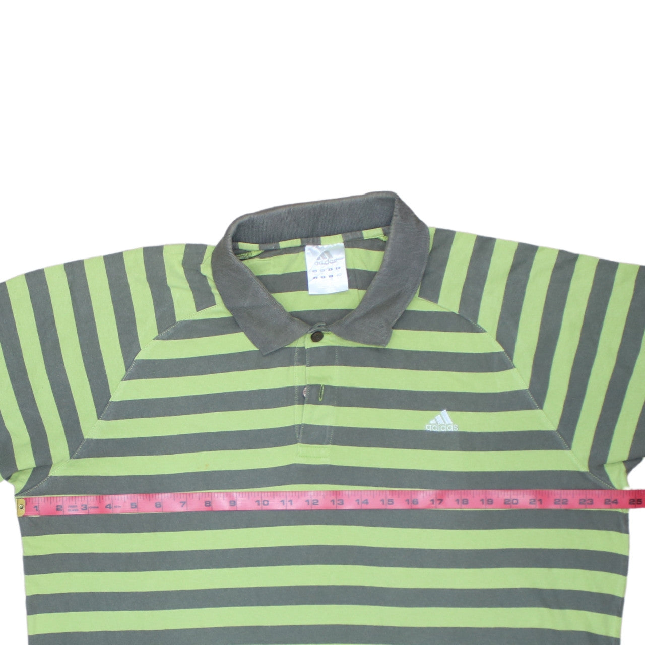 Adidas Men's Green Striped 2XL Polo Shirt Cotton Collared Casual Top
