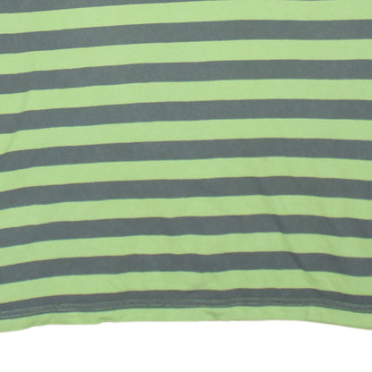 Adidas Men's Green Striped 2XL Polo Shirt Cotton Collared Casual Top