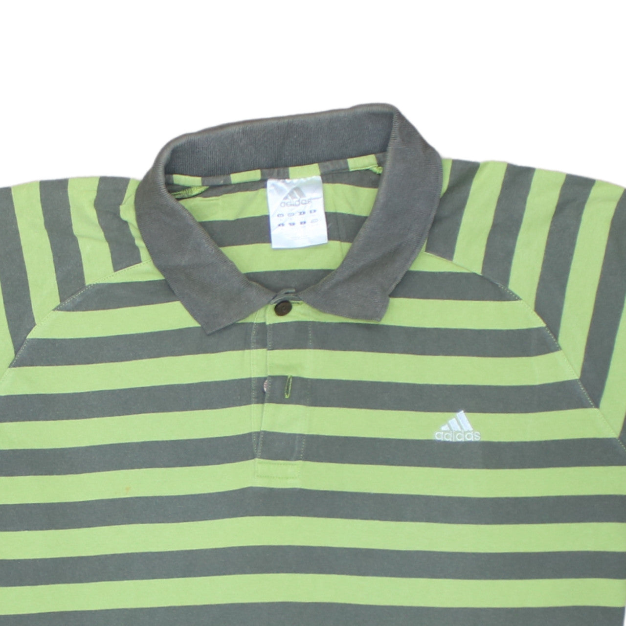 Adidas Men's Green Striped 2XL Polo Shirt Cotton Collared Casual Top