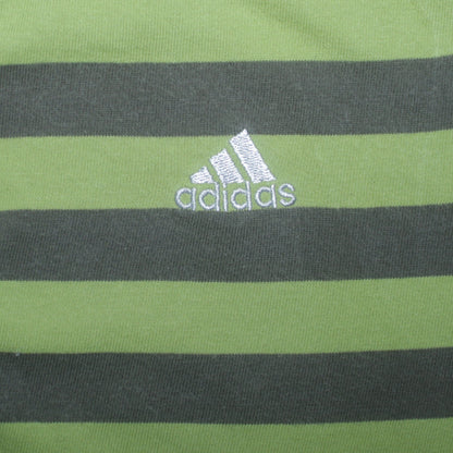 Adidas Men's Green Striped 2XL Polo Shirt Cotton Collared Casual Top