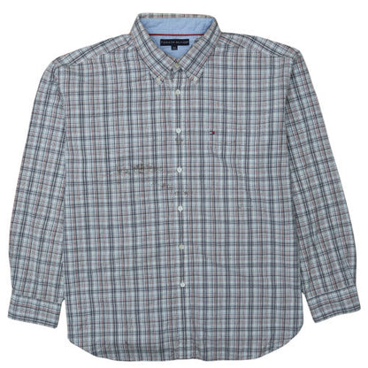 Tommy Hilfiger Men’s Blue Check Long Sleeve Button-Down Shirt 2XL