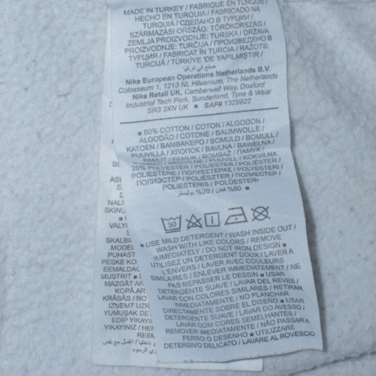 Mens UK Size M Nike White Pullover Sweatshirt