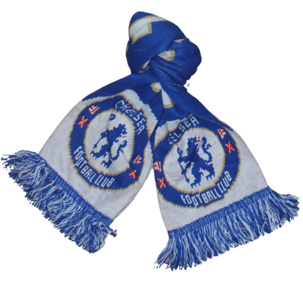 Back view of Chelsea Football Club Blue Acrylic Men's Knitted Winter Scarf