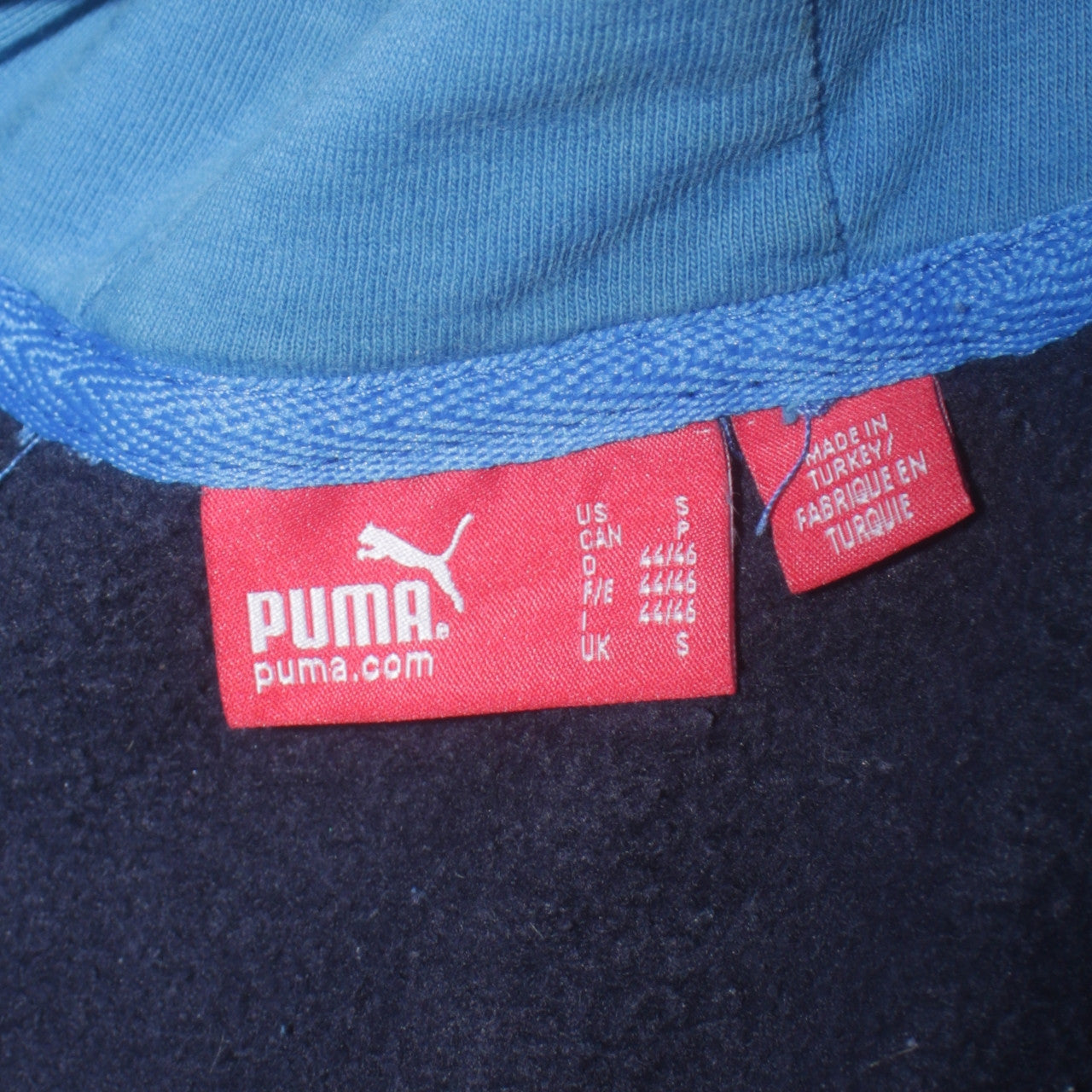 Mens UK Size S PUMA Blue Full Zip Hoodie