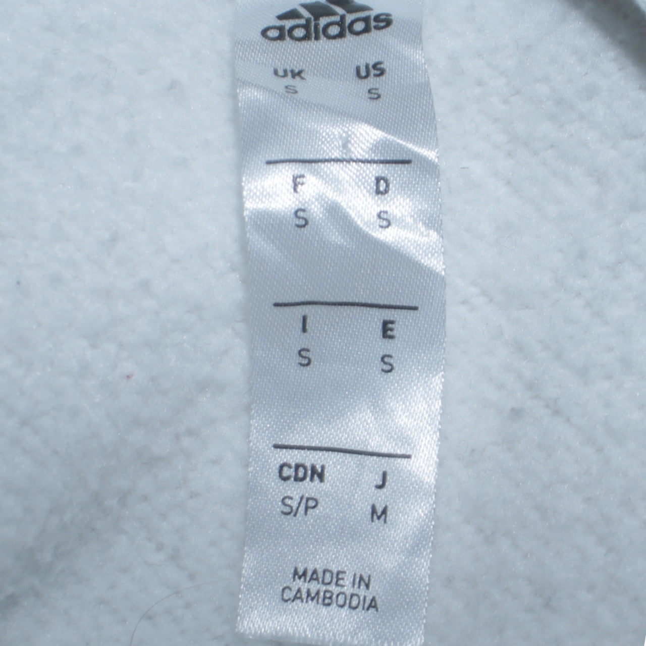 Mens UK Size S adidas White Pullover Hoodie