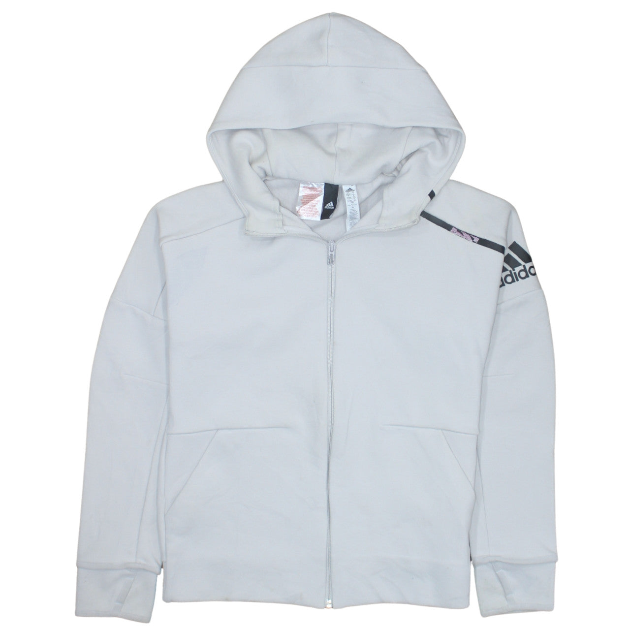 Boys UK Size 13-14 Years adidas Grey Full Zip Hoodie