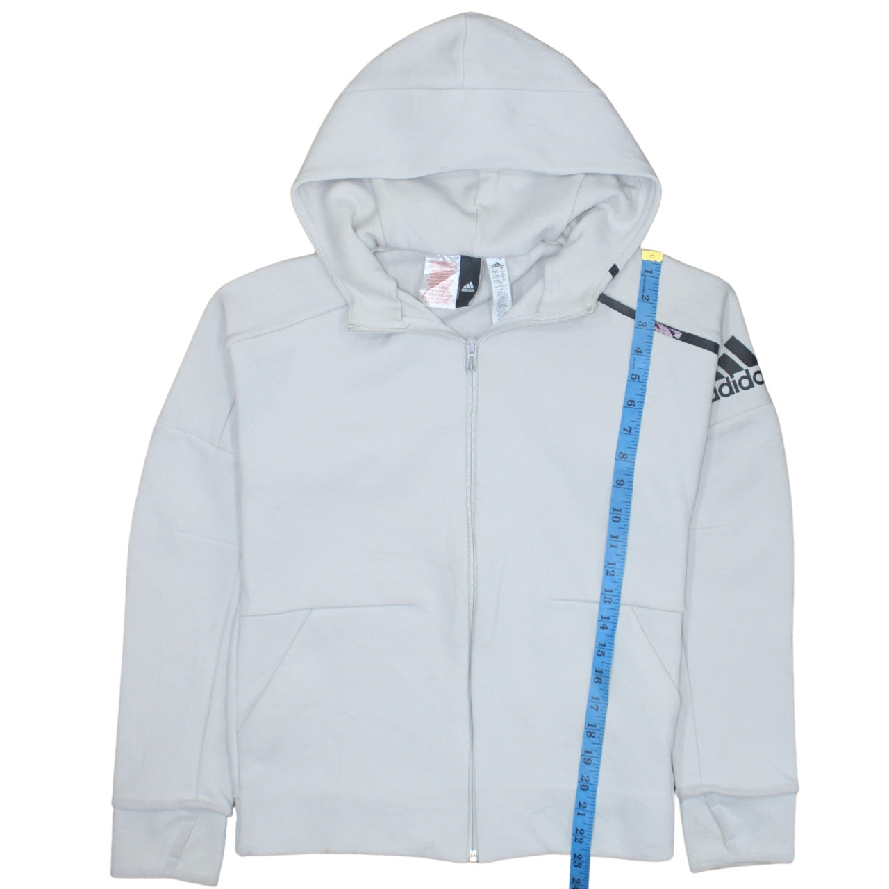 Boys UK Size 13-14 Years adidas Grey Full Zip Hoodie