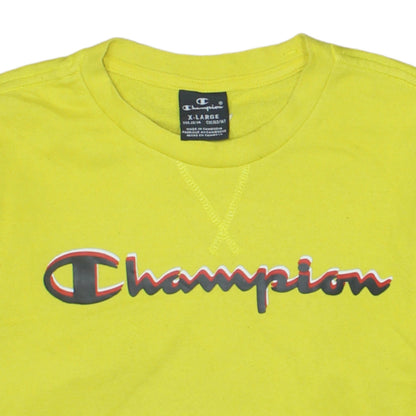 Champion Boys Yellow Pullover Sweatshirt XL 13-14 Years Logo Fleece