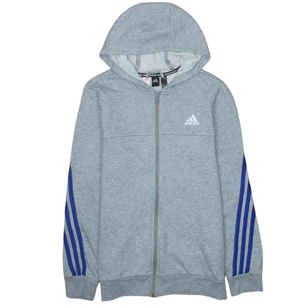 Boys UK Size L adidas Grey Full Zip Hoodie