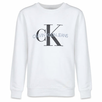 Calvin Klein Jeans Boys White Logo Pullover Sweatshirt Size 16 Years