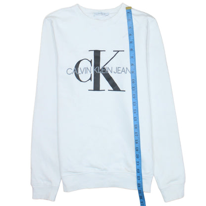 Calvin Klein Jeans Boys White Logo Pullover Sweatshirt Size 16 Years