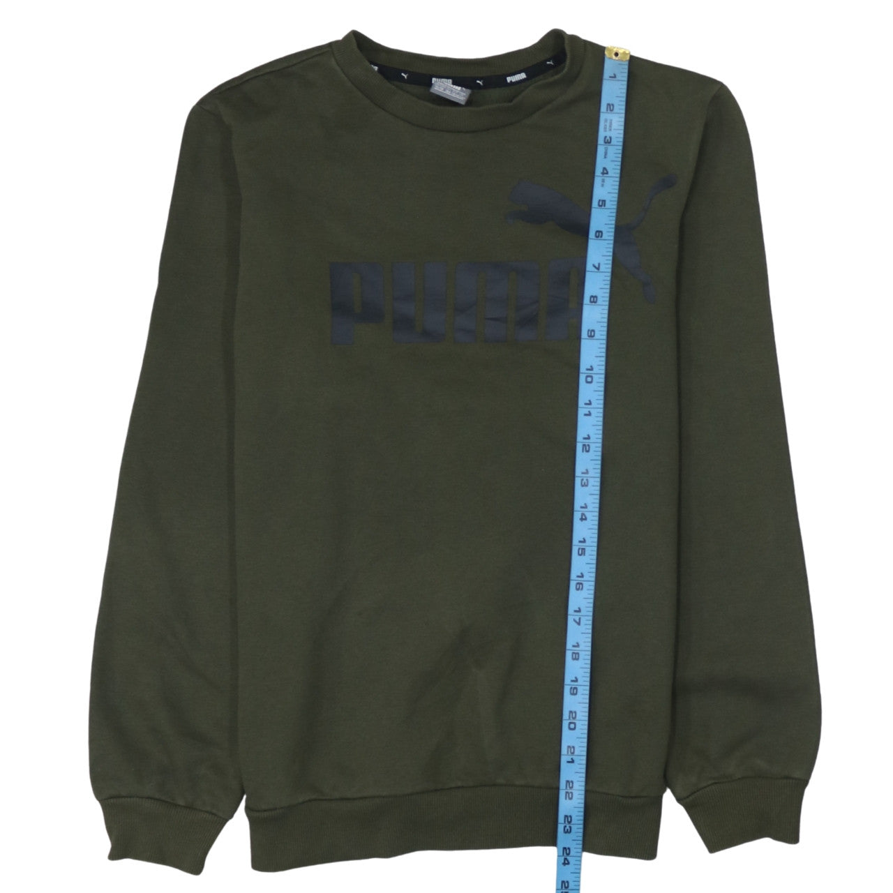 Puma Boys Green Crew Neck Pullover Sweatshirt 13-14 Years Logo Print