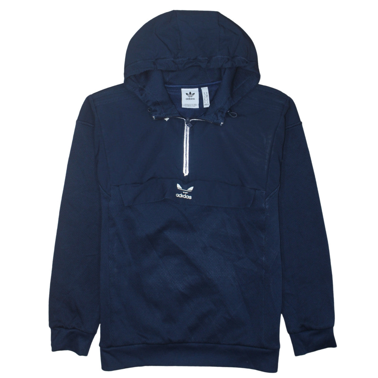 Mens UK Size M adidas Blue 1/2 Zip Hoodie