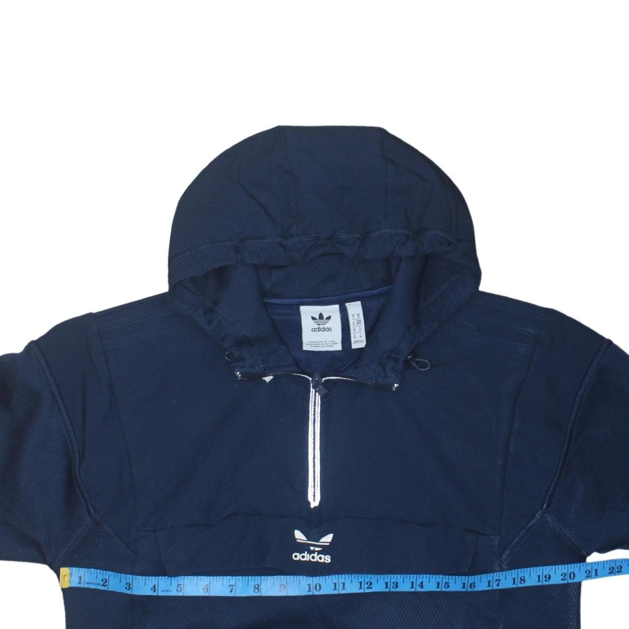 Mens UK Size M adidas Blue 1/2 Zip Hoodie