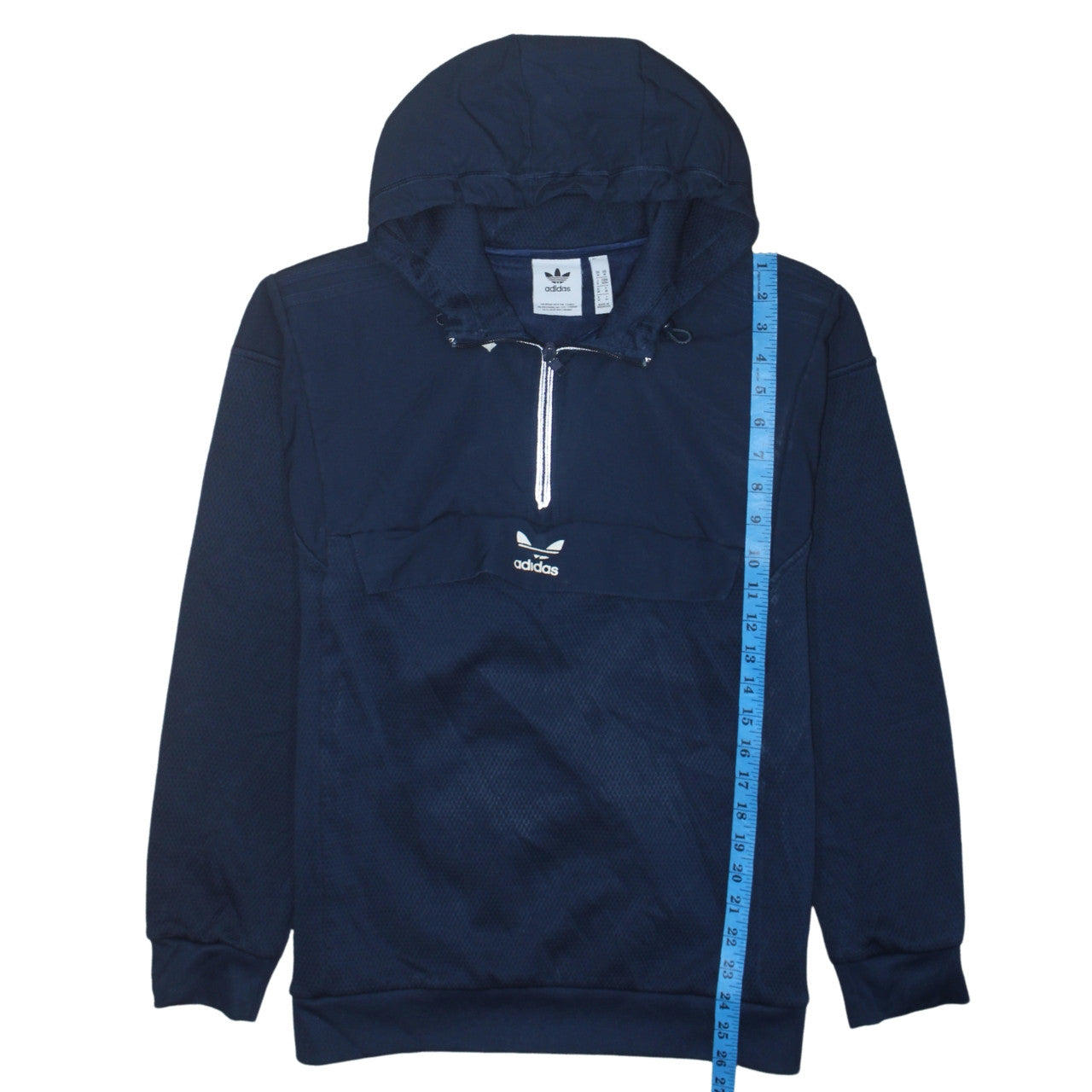 Mens UK Size M adidas Blue 1/2 Zip Hoodie