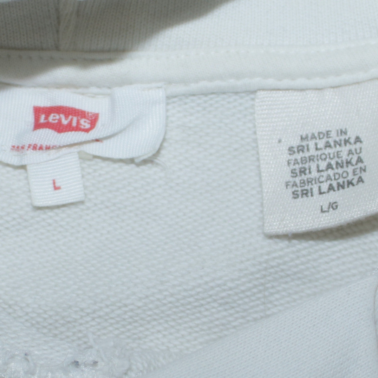 Mens UK Size L Levi's White Pullover Hoodie
