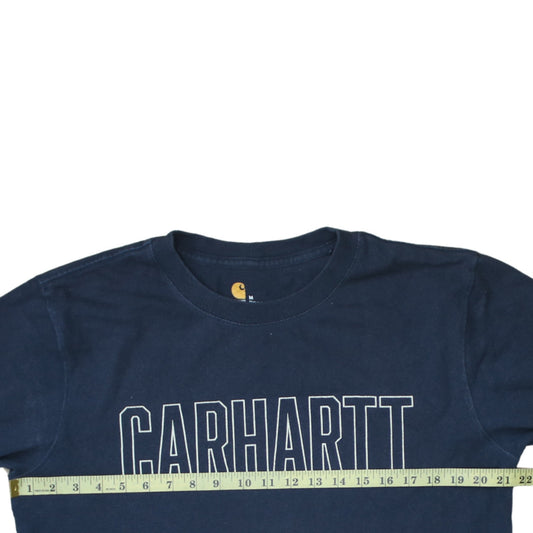 Carhartt Men's Navy Blue Relaxed Fit Long Sleeve Cotton T-Shirt Size M