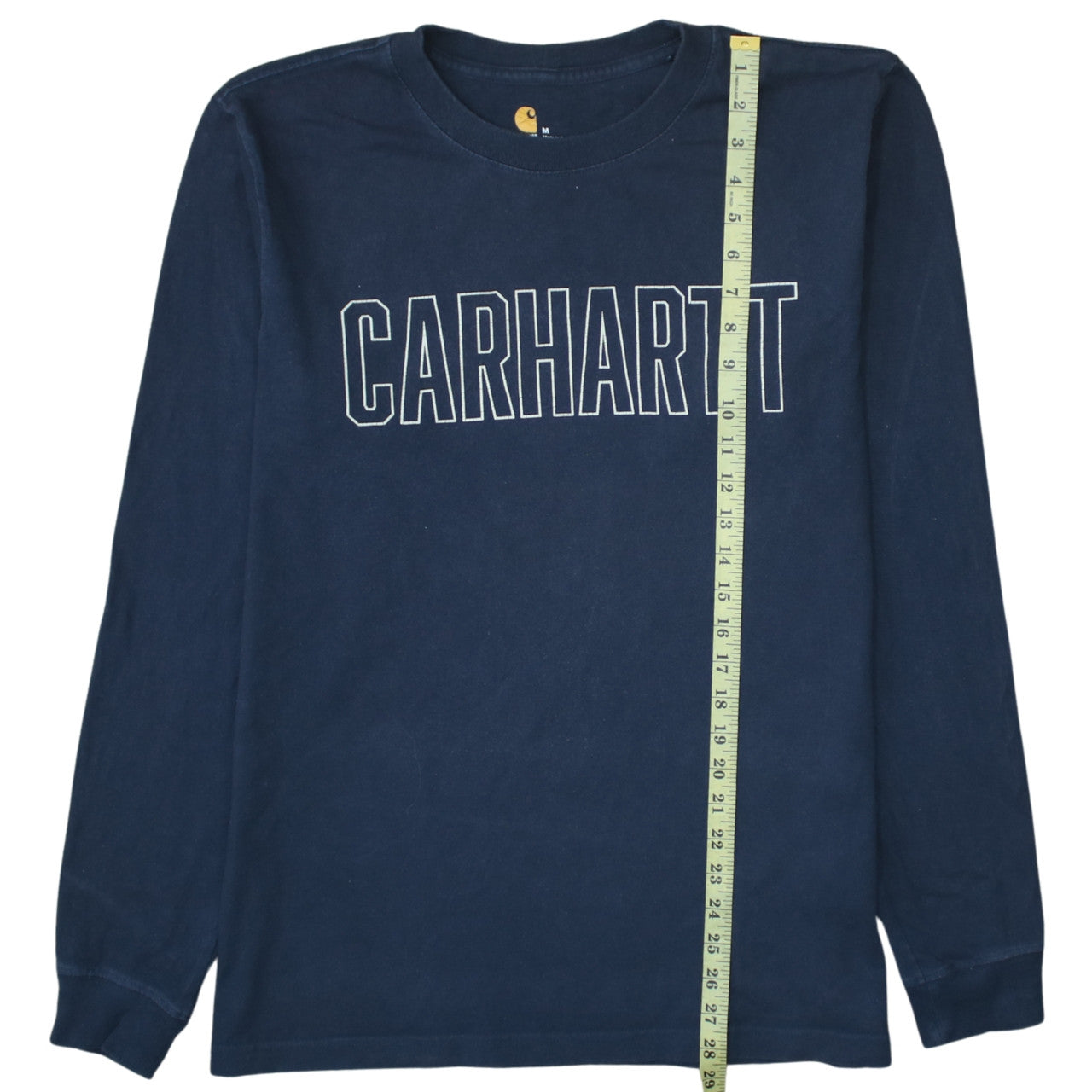 Carhartt Men's Navy Blue Relaxed Fit Long Sleeve Cotton T-Shirt Size M