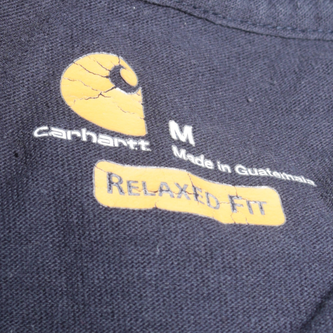 Carhartt Men's Navy Blue Relaxed Fit Long Sleeve Cotton T-Shirt Size M