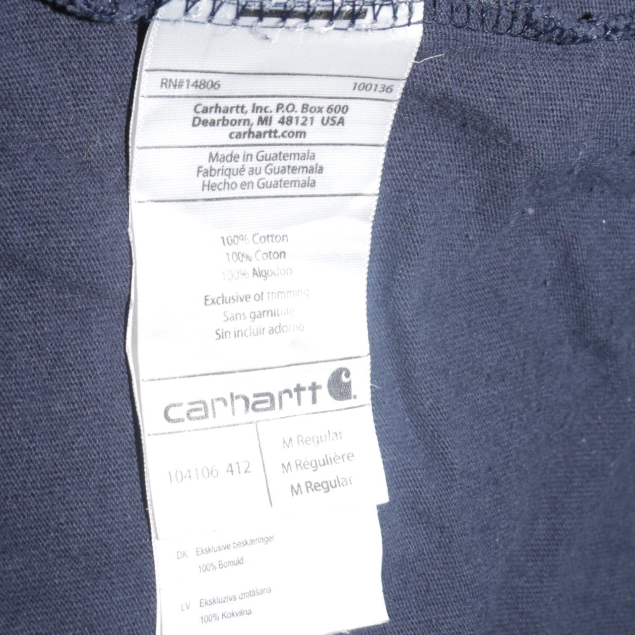 Carhartt Men's Navy Blue Relaxed Fit Long Sleeve Cotton T-Shirt Size M