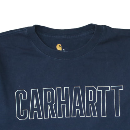 Carhartt Men's Navy Blue Relaxed Fit Long Sleeve Cotton T-Shirt Size M