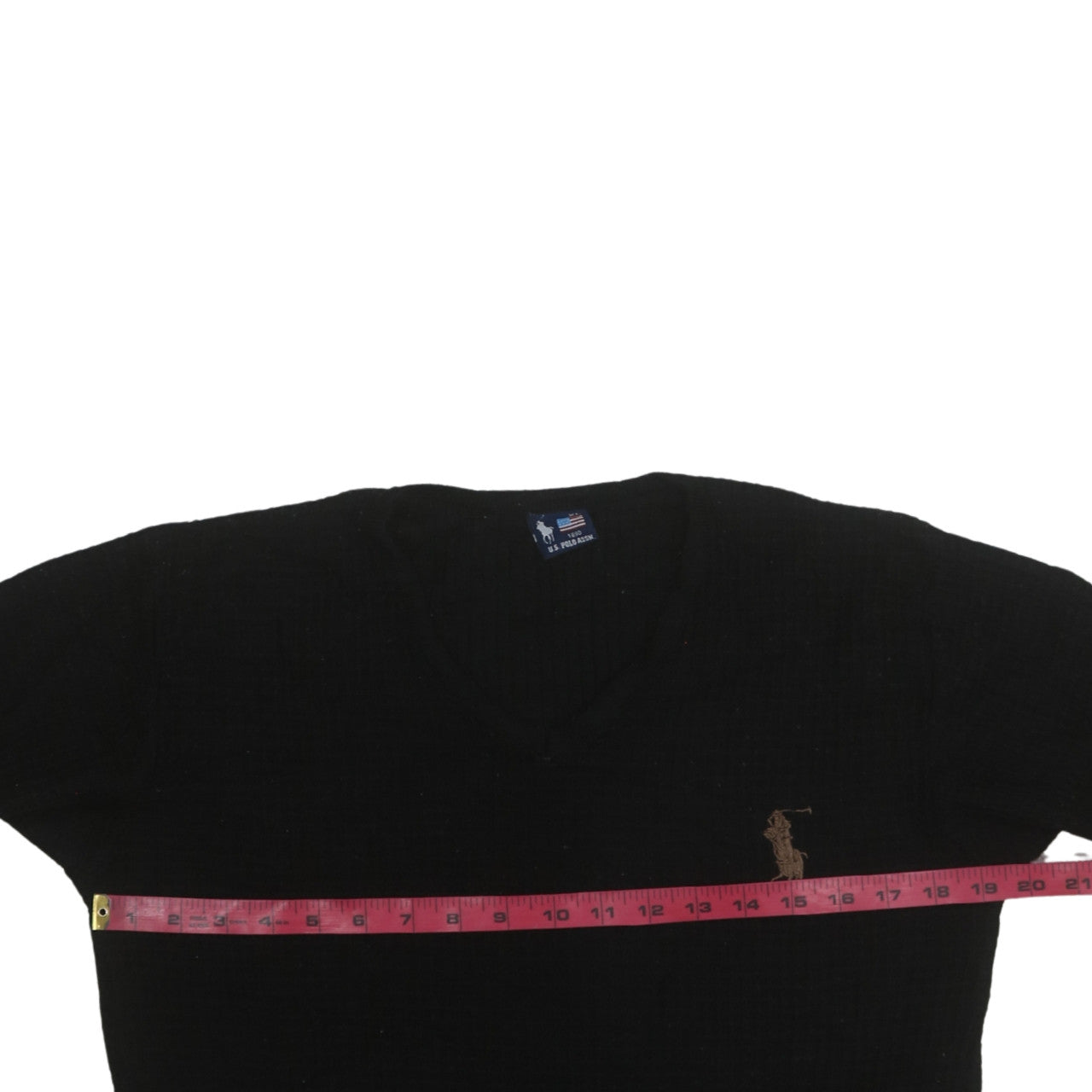U.S. Polo Assn. Men's Black Wool V-Neck Jumper Medium