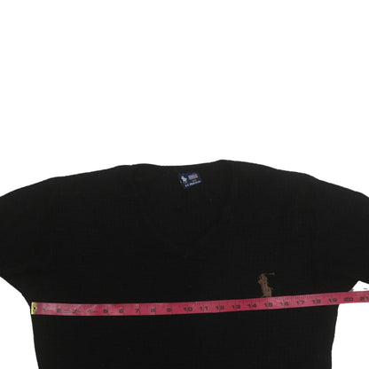 U.S. Polo Assn. Men's Black Wool V-Neck Jumper Medium