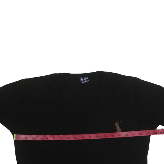 U.S. Polo Assn. Men's Black Wool V-Neck Jumper Medium