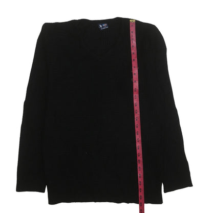 U.S. Polo Assn. Men's Black Wool V-Neck Jumper Medium