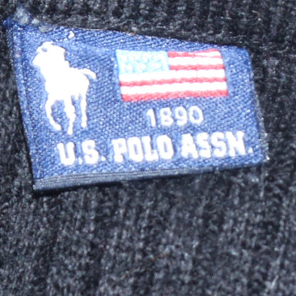 U.S. Polo Assn. Men's Black Wool V-Neck Jumper Medium