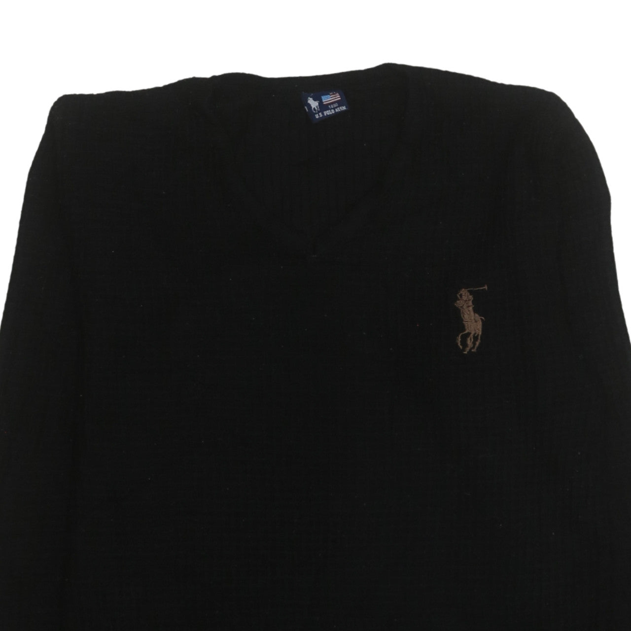 U.S. Polo Assn. Men's Black Wool V-Neck Jumper Medium