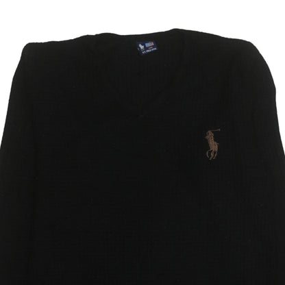 U.S. Polo Assn. Men's Black Wool V-Neck Jumper Medium