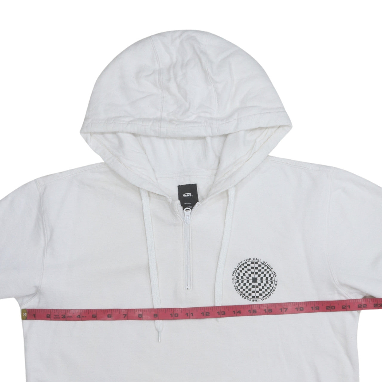 Mens UK Size M VANS White 1/2 Zip Hoodie
