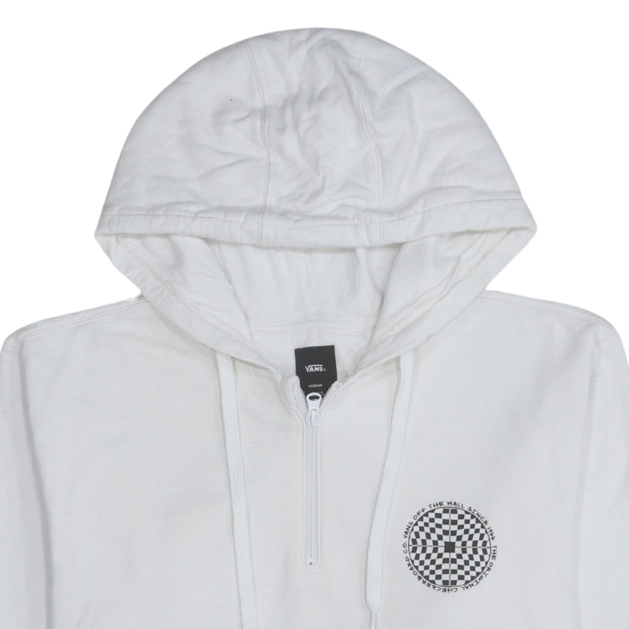 Mens UK Size M VANS White 1/2 Zip Hoodie