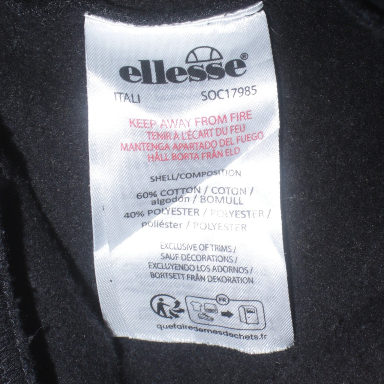 Mens UK Size L ellesse Regular Fit Sweatpants Black Trousers